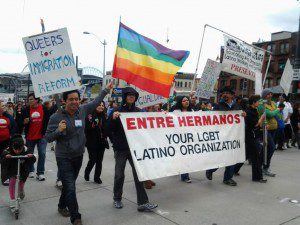Entre Hermanos, an Pride Foundation REI grantee, marching for immigrant rights
